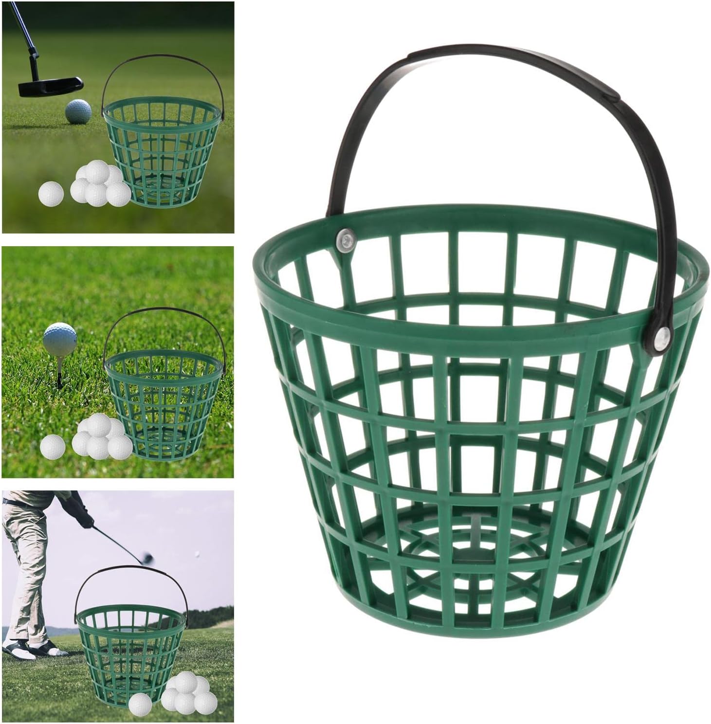 SM SunniMix Unbreakable Golf Ball Basket, Golfball Container with Handle Ball Holder Contains 25/50/100 Balls Range Accessories