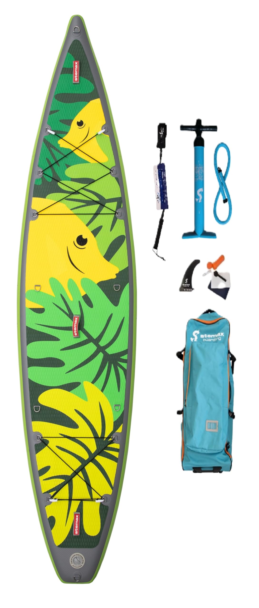 Stemax Nature 12'6 Touring SUP - Tavola da paddle gonfiabile, con leash, stand up paddle