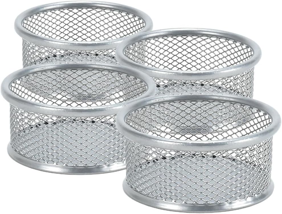 Operitacx 4Pcs Paper Clip Holders Mesh Paper Clip Holder Paperclip Dispenser Paper Clip Organizer Binder Clip Bobby Pin Hair Clip Holder for Desk Office School Drawer Silver (3.5x1.5 inch)