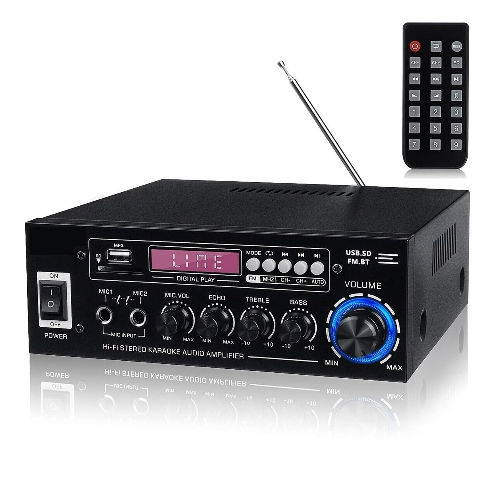 Amplificatore Audio Home Car Theater Amplificatore Audio Supporto Mic Amp Piccolo ma Potente(660BT Black)