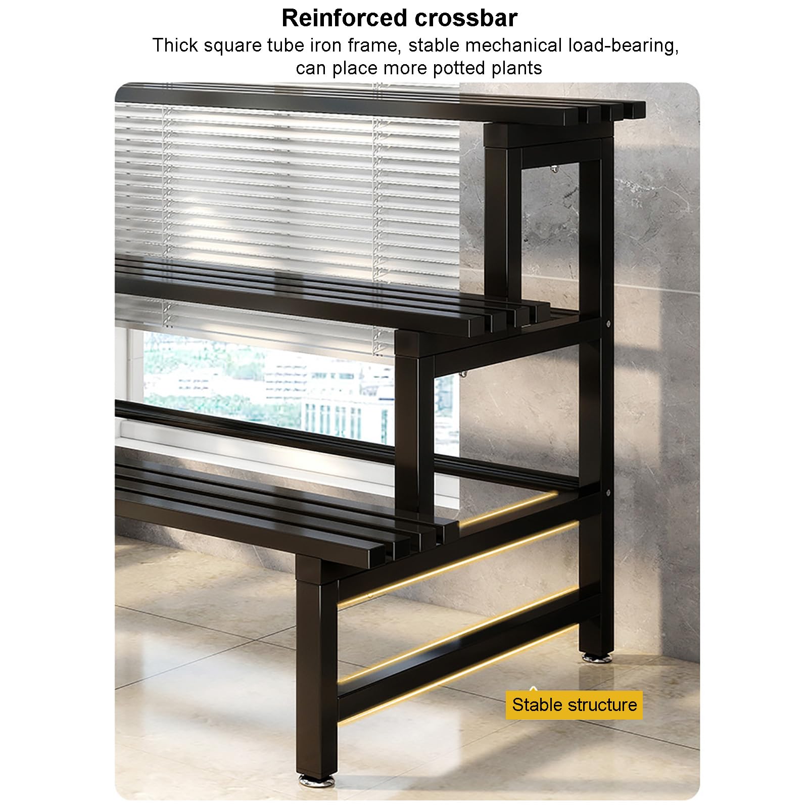 Relaxdays Supporto Metallico Per Piante, Scala A 3 Ripiani, Per Interni Ed Esterni Hxlxp 535 X 20 X 455 Cm Nero 49830005