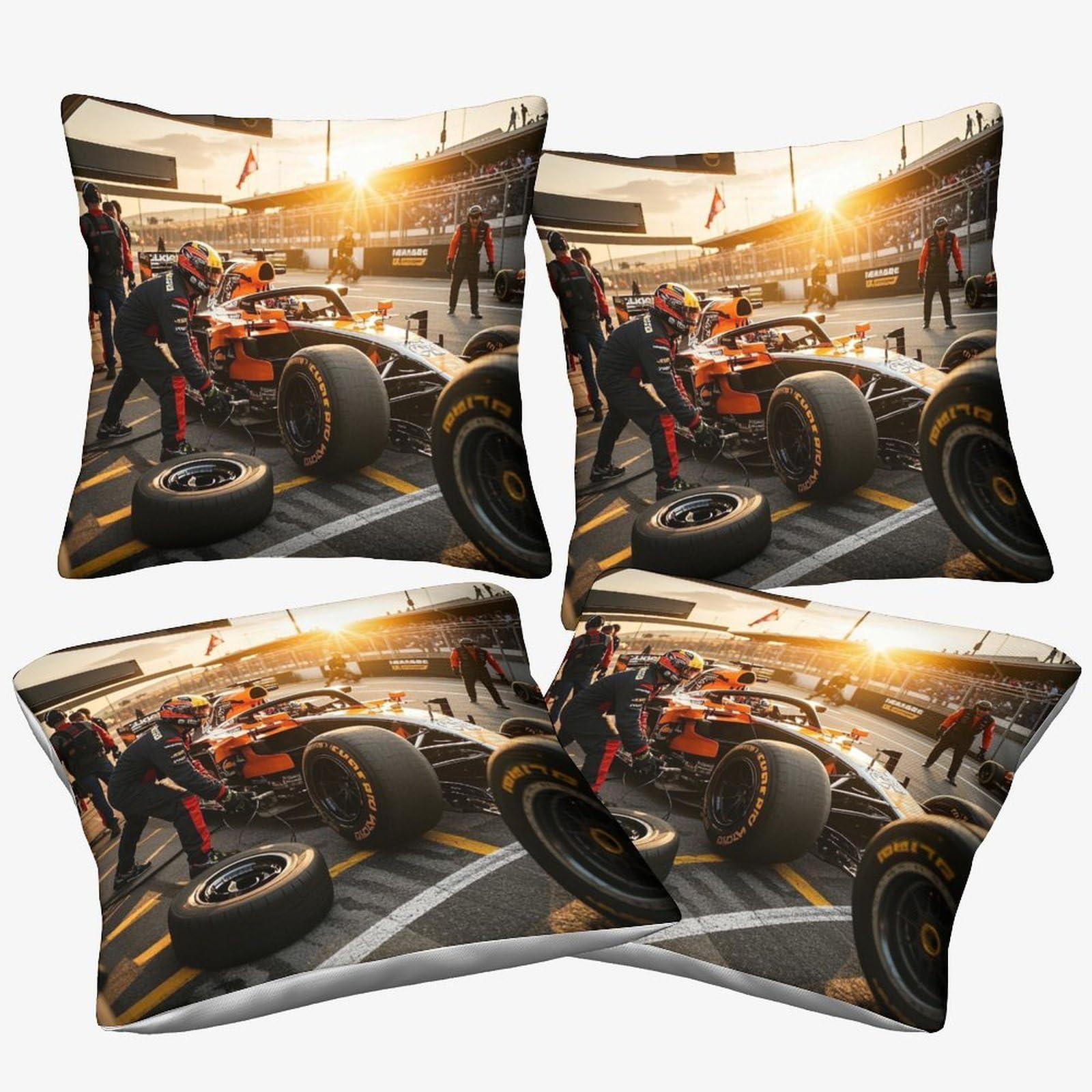 Dafufbw Formulaa Racing-13 Formulaa Racing Throw Pillow Cover 45X45cm, 4Pcs, Rectangle Pillow Cases Home Decorative Microfiber Pit Stop Cushion Cover For Bed Sofa