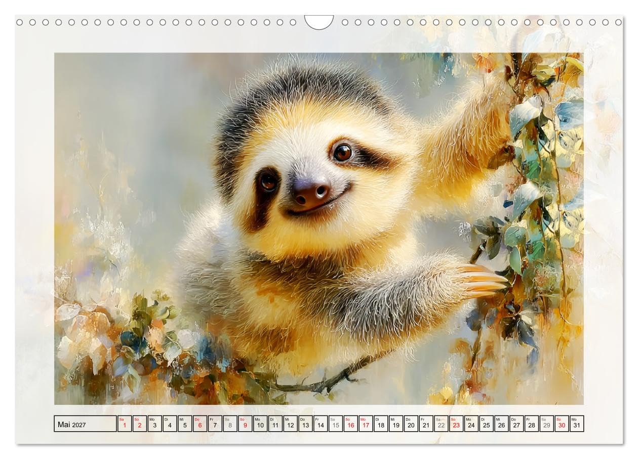 Faultiere. Das Lächeln des Regenwaldes (Wandkalender 2027 DIN A3 quer), CALVENDO Monatskalender: Liebliche Illustrationen von den entspanntesten Tiere des Dschungels (CALVENDO Tiere)