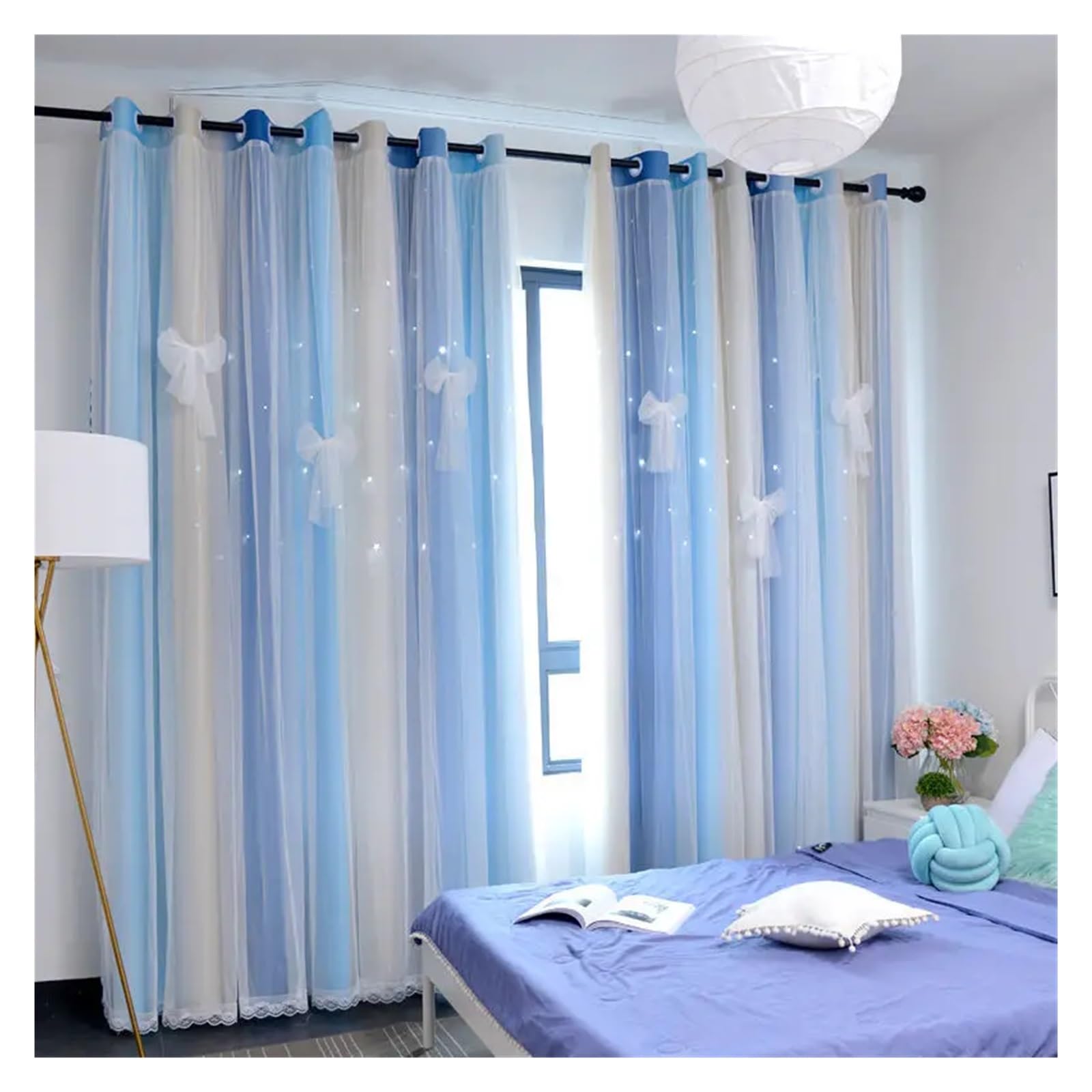 Rideaux occultants à double couche dégradés œillets chambre salon W132xH160cm