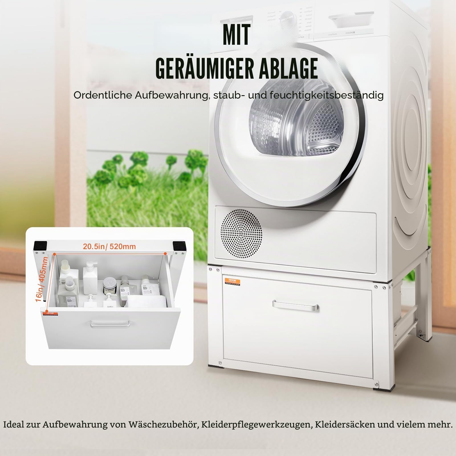 VEVOR Wäscheständer, 711,2 x 685,8 x 363,22 mm, Standplattform für Waschmaschine und Trockner, 299,4 kg Kapazität