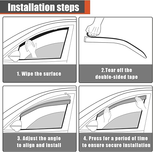 Miniatura 6 de labwork Viseras de ventana de protección solar y lluvia, deflector de ventilación de viento, acrílico negro, repuesto para SRT 2011 2012 2013 2014