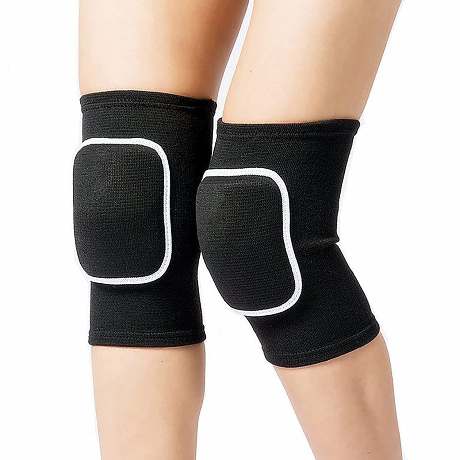 KASTWAVE Knee Pad for Children, Anti-Slip Padded Sponge Knee Brace Breathable Flexible Elastic Knee Kids Knee Brace for Volleyball Football Dance Yoga Tennis Running Cycling Workout Climbing (Black)