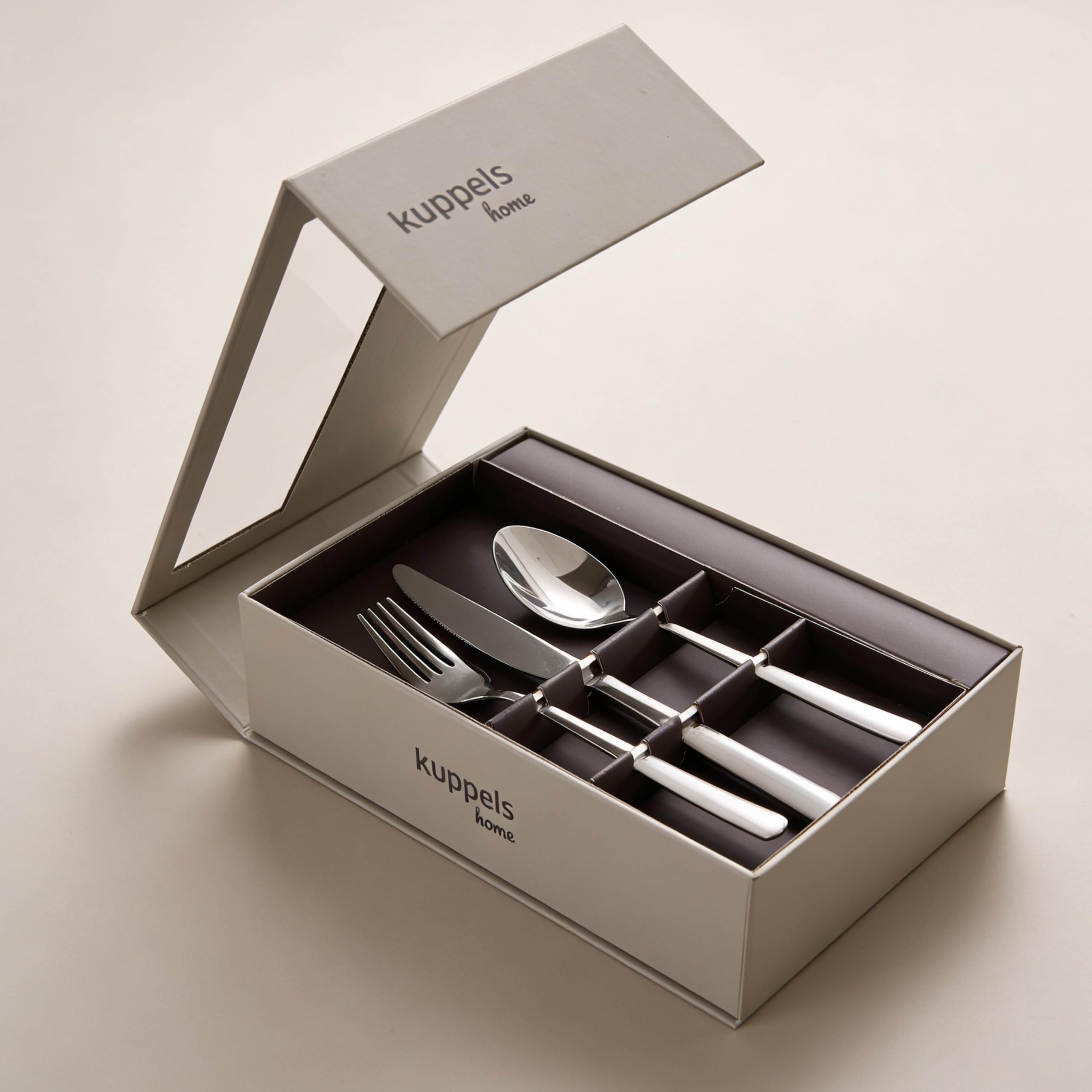 Kuppels Lana Besteck Set 12 Personen, 60-teilig - Silber | Besteckset, 18/10 Rostfrei Edelstahl, Messer, Gabeln, Löffel, Dessertgabeln und Kaffeelöffel, Cutlery Set