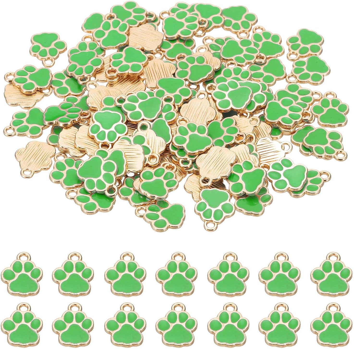 MECCANIXITY Enamel Dog Paw Print Charms, Alloy Paw Pendant Keychain Charm Footprint Animal Charms for Jewelry Making Necklace