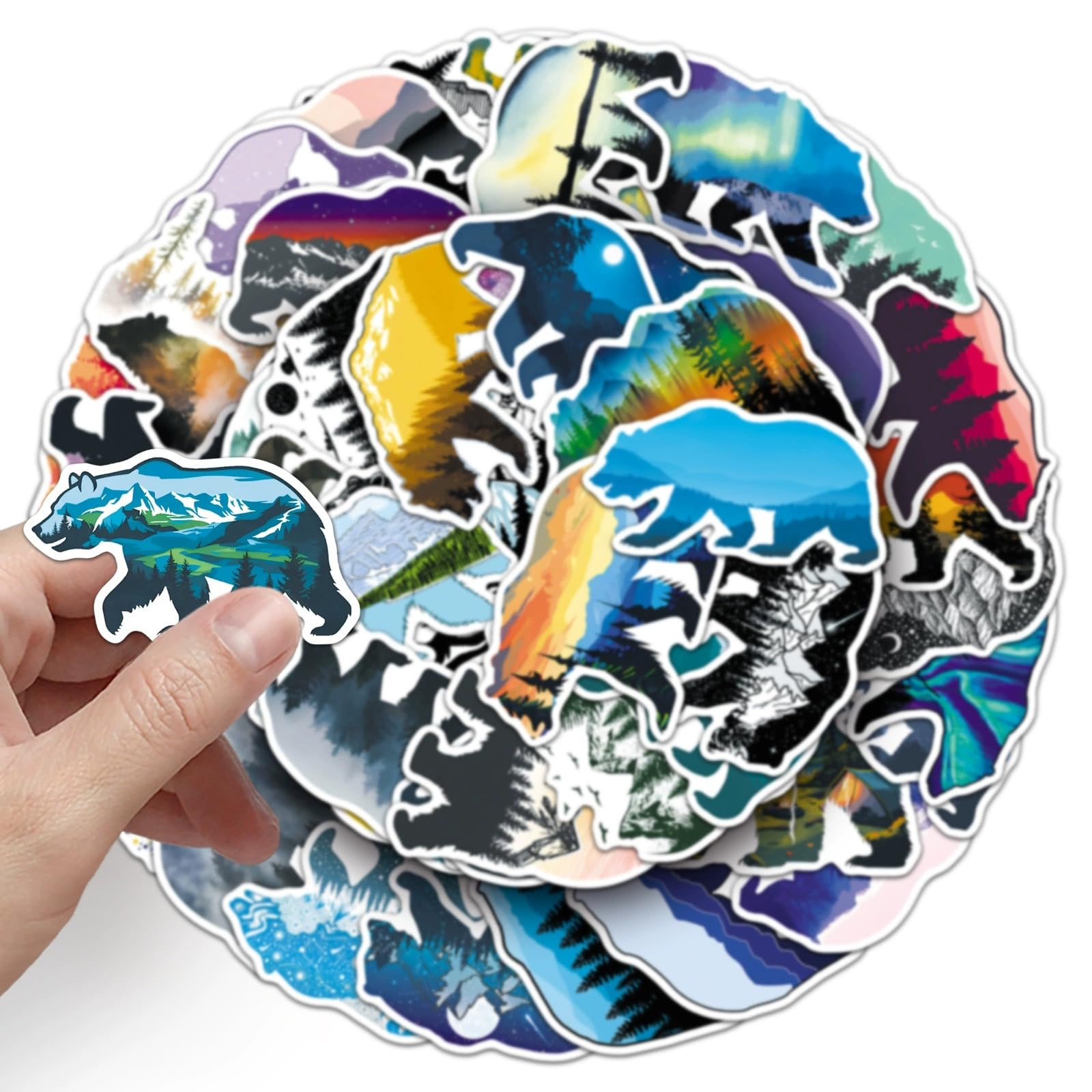 50 Pcs Grizzly Bear Stickers for Water Bottle Waterproof Sticker for Laptop Skateboard Phone Car Decals for Teens Adults for Party Favors Supplies Decor (Bear Stickers) - Image 2
