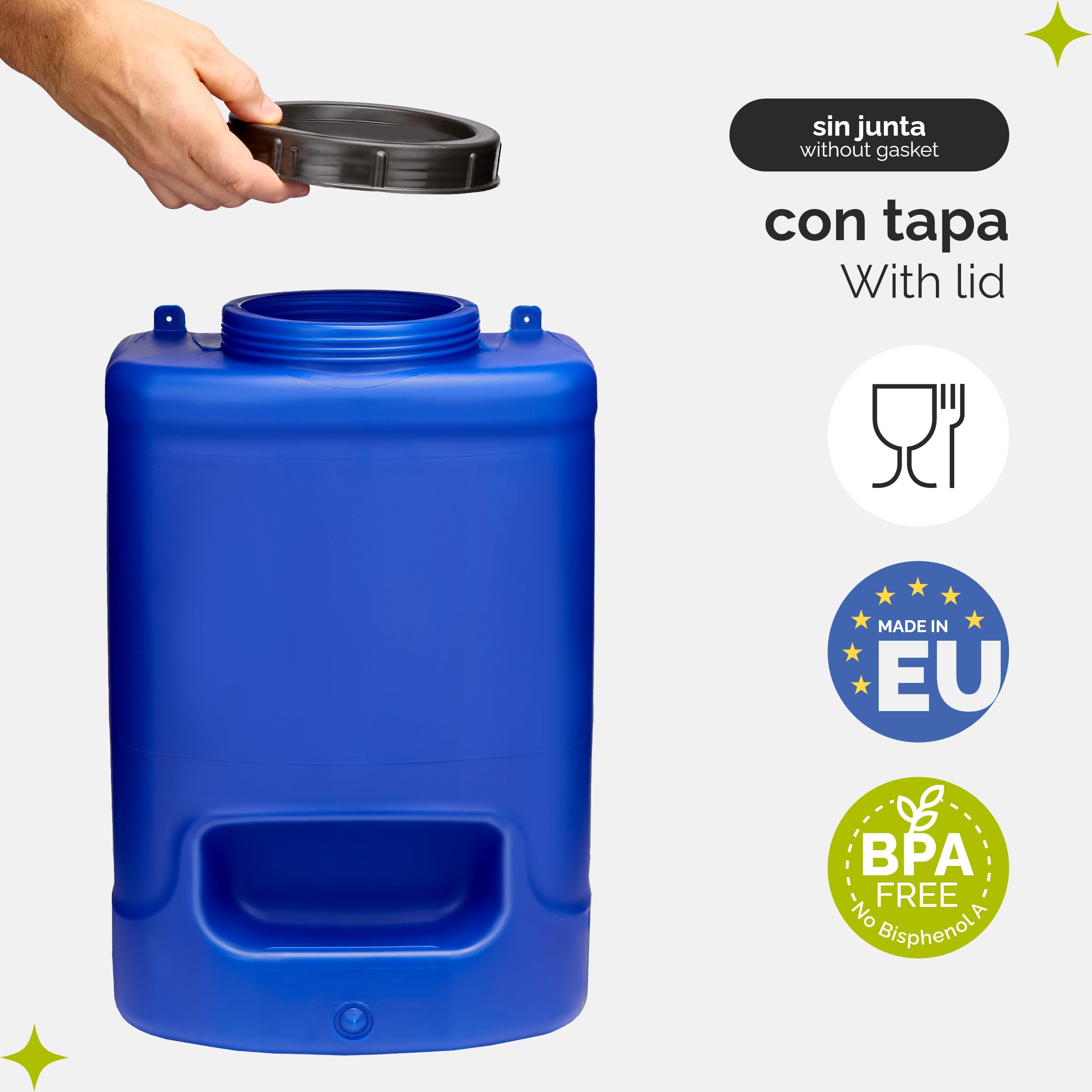 Garronda Bidón Boca Ancha Garrafa Agua con Grifo sin BPA 20 litros Depósito de Camping Accesorios Garrafa con Grifo Deposito Agua Camper Azul GD-0084