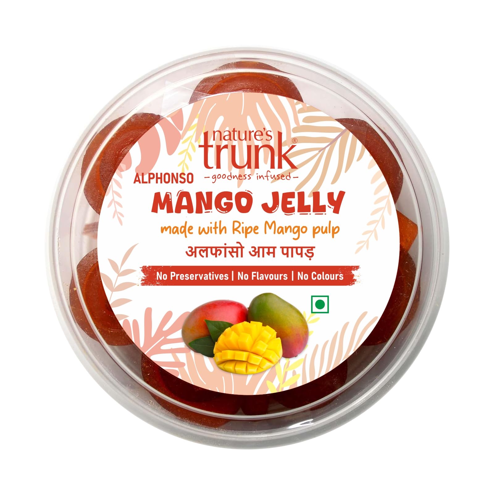- Nature's Trunk Alphonso Mango Jelly (Aam Papad) | 100% Natural, Sun-Dried Mamidi Thandra | Healthy Fruit Candy Fruit Candy | Traditional Indian Mango Sweet Chewy Snack | No Preservatives (250g)