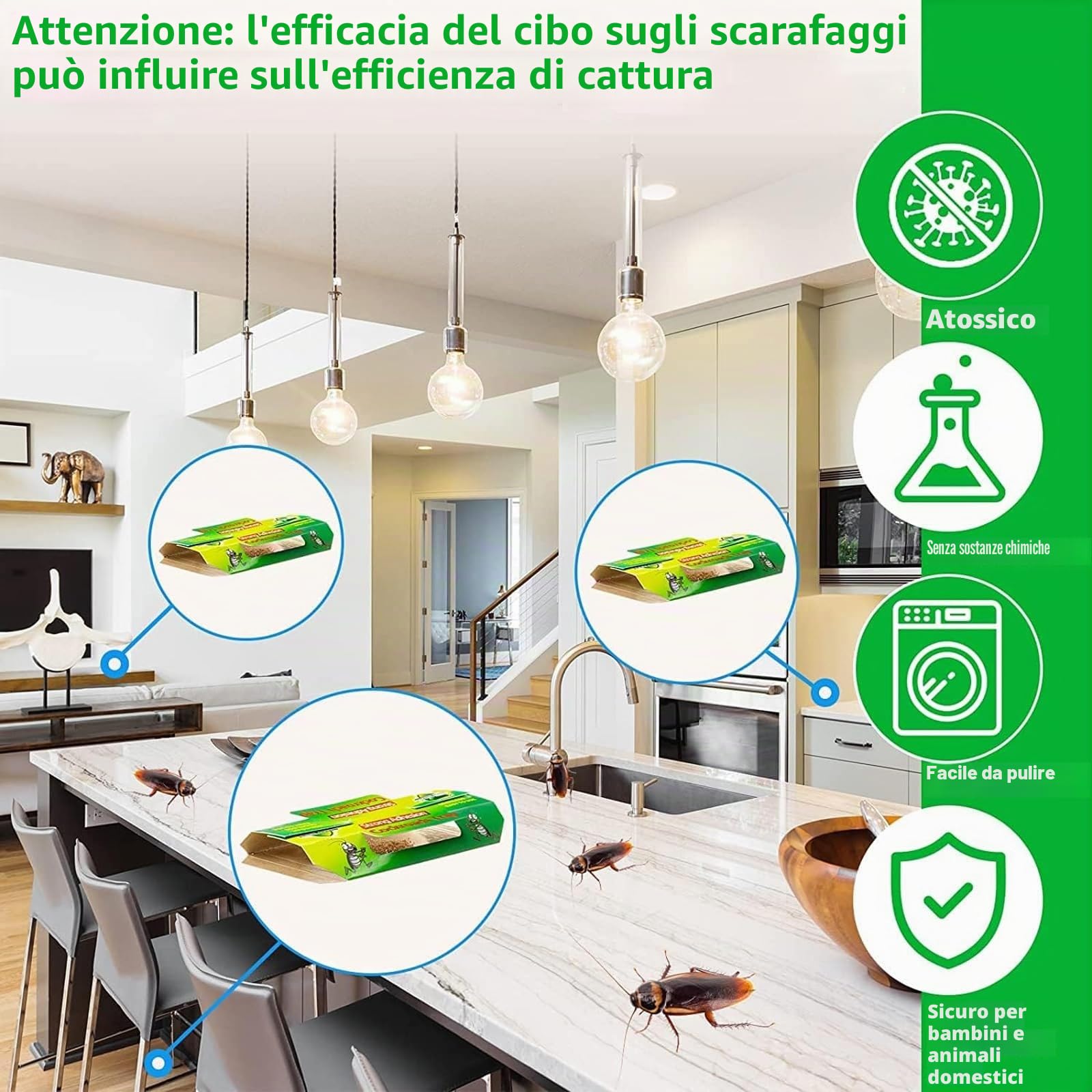 Trappola per Scarafaggi,30 Pezzi Trappole per Scarafaggi Blatte,Anti Scarafaggi,per Casa, Cucina, Soggiorno, Bagno, Camera da Letto,Ufficio