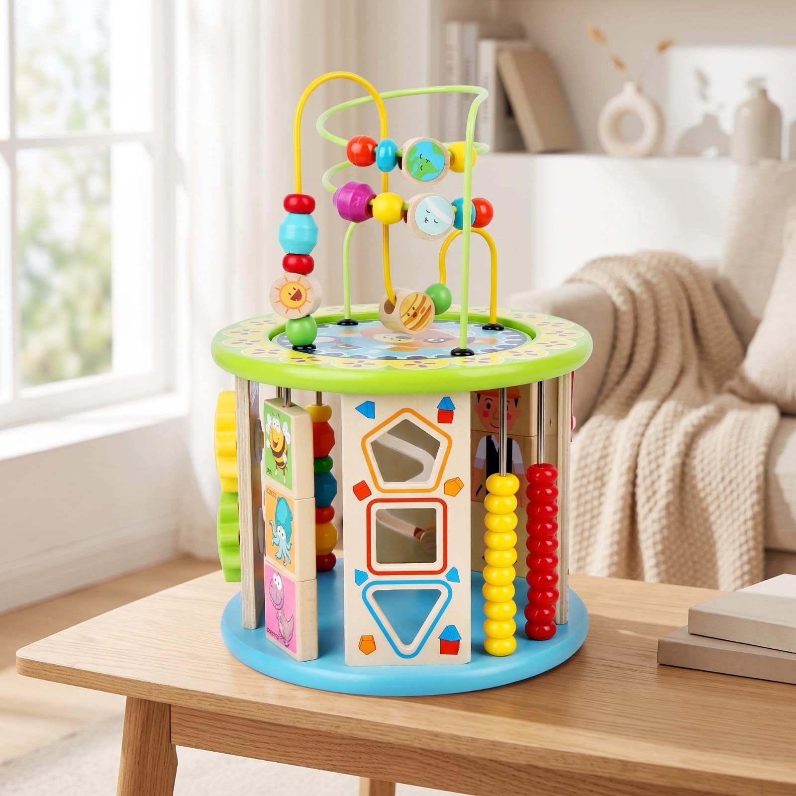 Cubo Multifuncional Didáctico, Cubo Actividas, Seguro, Laberinto Bolas, para Preescolar