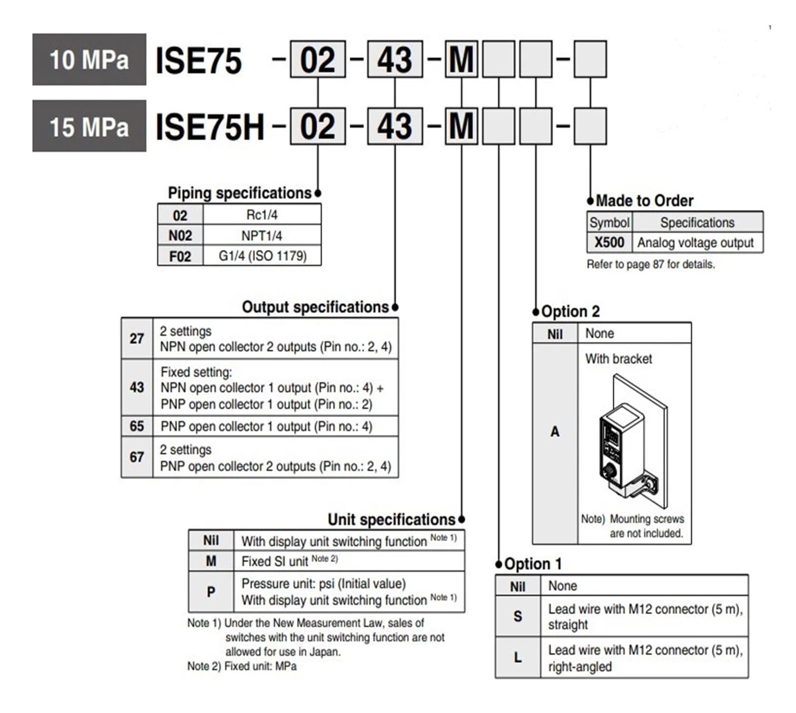 Presostato Digital con Pantalla ISE75 ISE75H ISE75-F02-43-P ISE75-F02-43-SA ISE75-02-27 ISE75H-02-27(ISE75-02-27)