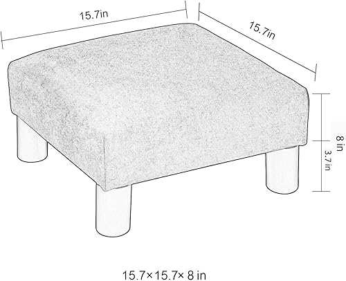 Miniatura 3 de Joveco Reposapiés otomano pequeño de 15 pulgadas, reposapiés tapizados y otomanos, reposapiés pequeño para camas altas, ligero y portátil (gris)