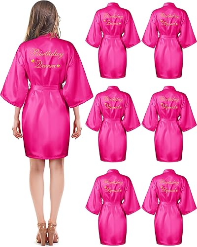 Bata de baño de 6 piezas para mujer, para cumpleaños, fiesta, Queen, spa, kimono, bata de spa, bata de dormir, fiesta, bata de seda