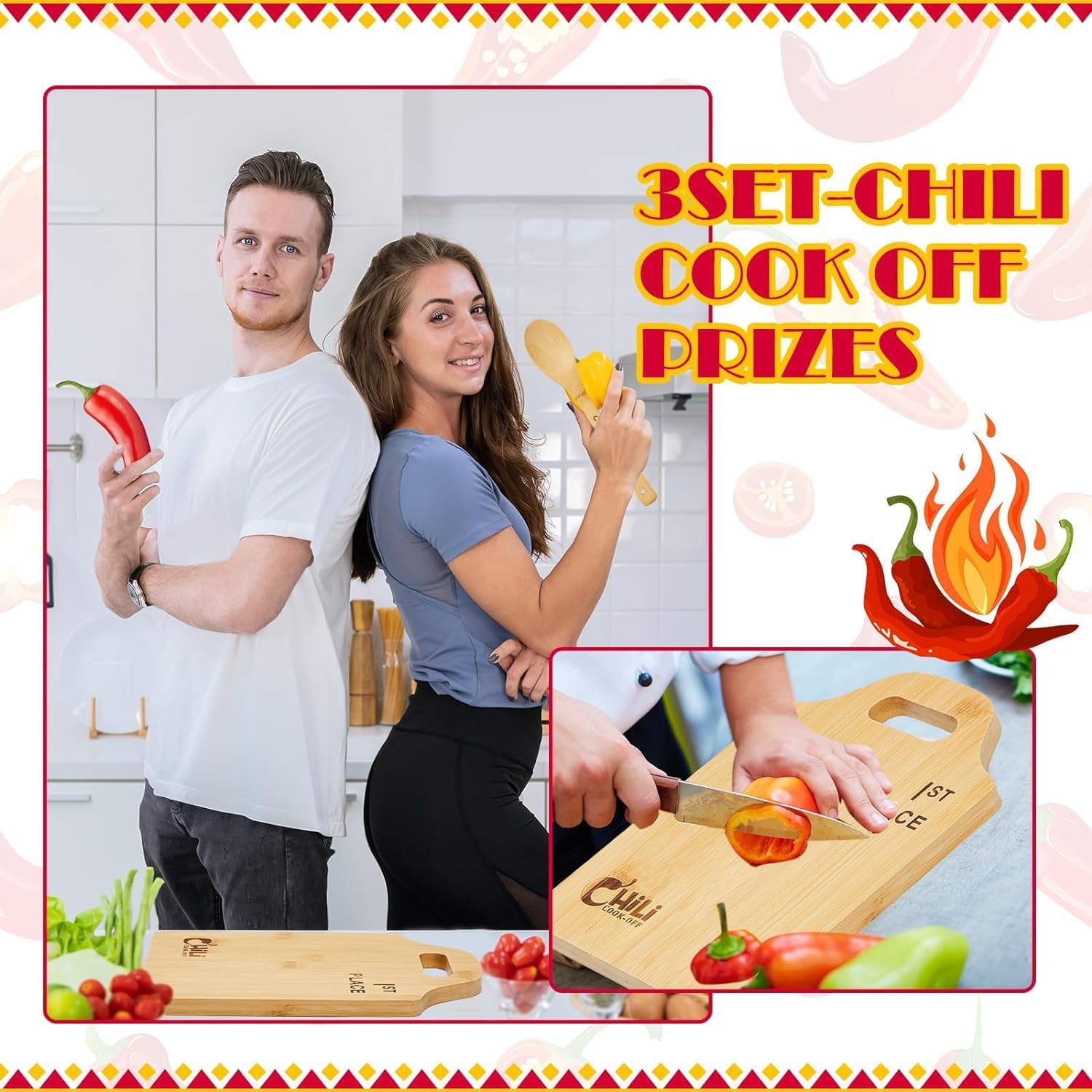3 Sets Chili Cook Off Prizes Spoon and Boards Decorations Trophies 1st / 2nd / 3rd Place Chili Competition Gifts Mexican Pepper Festivals - Image 5