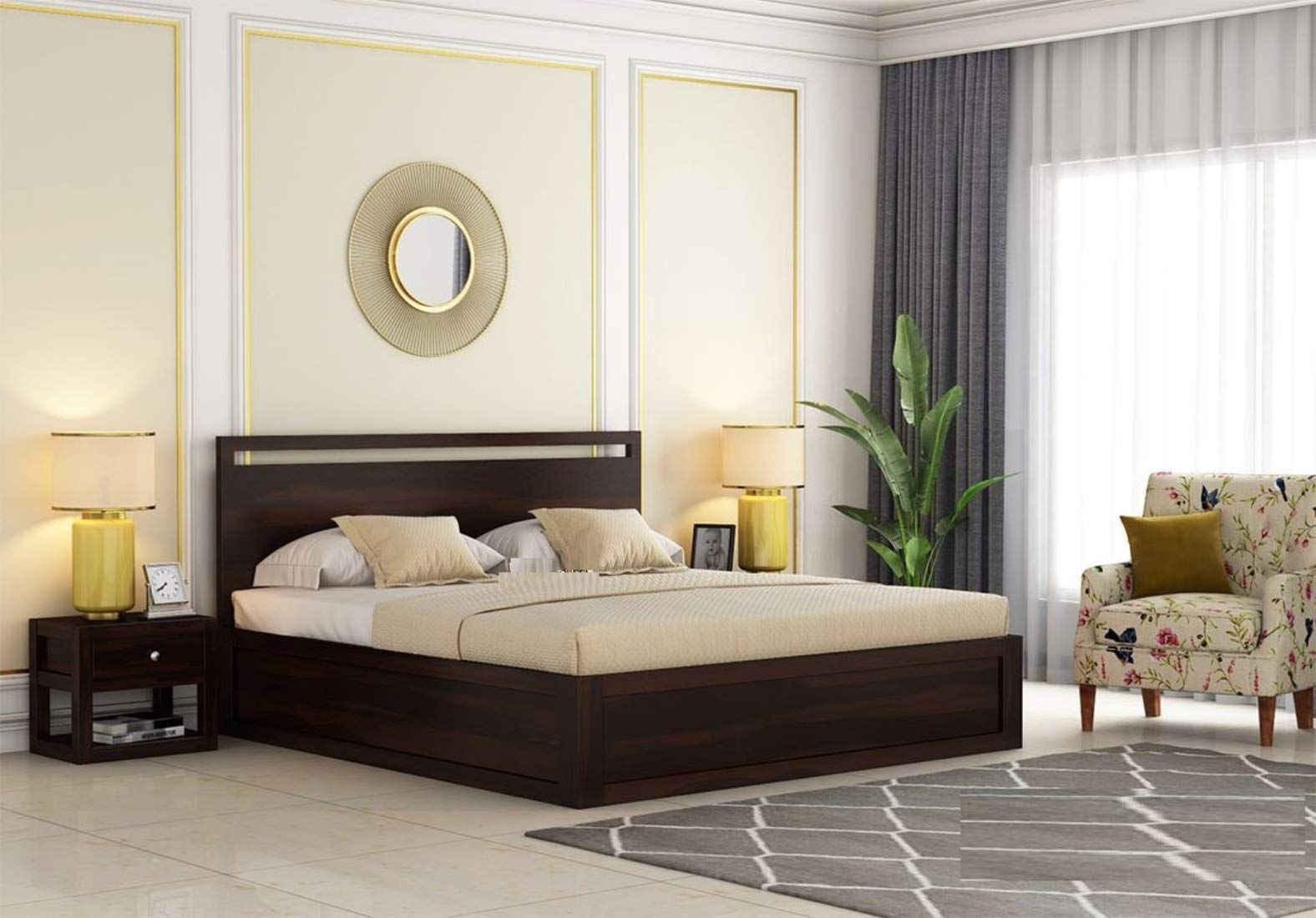 Buy Ebansal Wooden Queen Size Hydraulic Bed for Bedroom Solid Wood