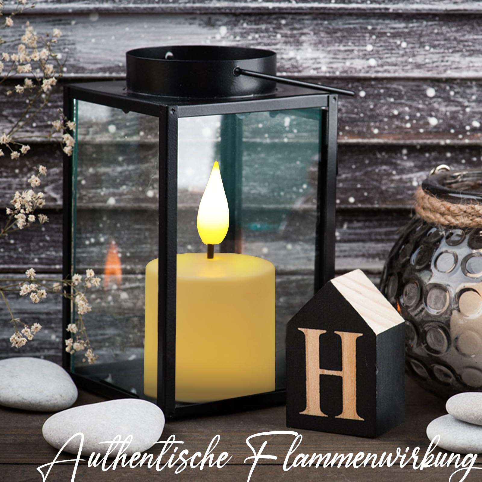 Yinuo Candle LED Senza Fiamma Tremolante,Con Fiamma In Movimento A Pilastro In Finto Stoppino,Con Timer Effetto Vetro Remoto, Per Festival, Matrimoni, Feste (Filo di Rame)