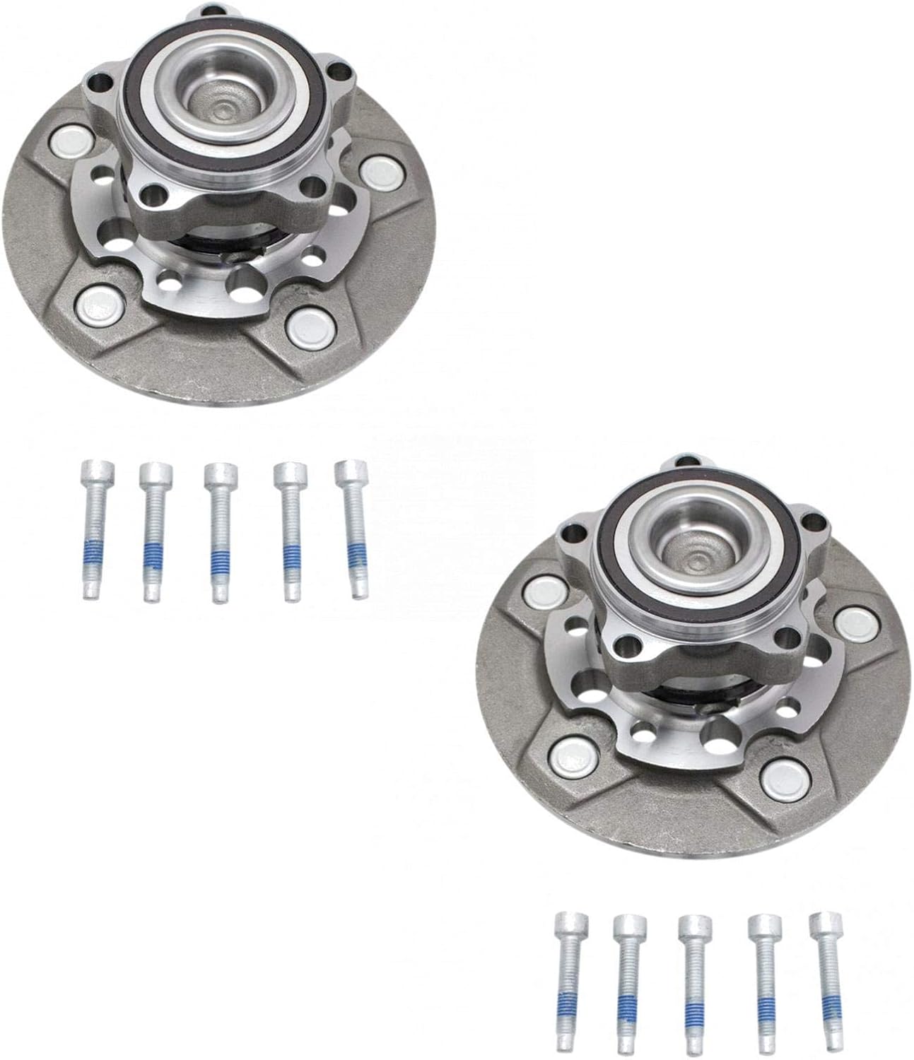 TRQ 2 Piece Front Wheel Bearing & Hub Assembly Set with ABS Sensor Compatible with 2015-2019 Ford Transit-150 Transit-250 Transit-350 Transit-350 HD BHA52125