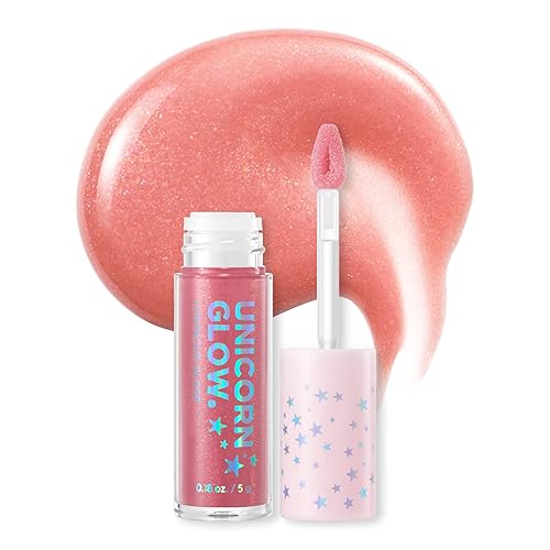 UNICORN GLOW Brillo de labios luminoso, oro rosa 3, brillo de labios hidratante con acabado brillante, ligero, transparente e hidratante 0.18