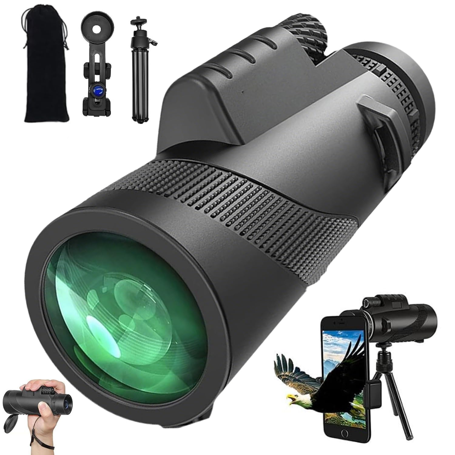 10-30X50 Zoom Monokular Teleskop, Fernrohr Kompakt Monokulare, Handlich Monokulares Teleskop, Monokular Teleskop, mit Smartphone Halter Stativ, für Wildtiere Vogelbeobachtung Wandern Jagd Camping