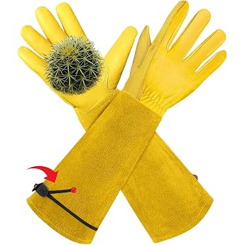 Gartenhandschuhe f r Damen/Herren Gartenhandschuhe Dornenfest aus Leder Lange Rindsleder Arbeitshandschuhe f r Garten und Haushaltsaufgaben M