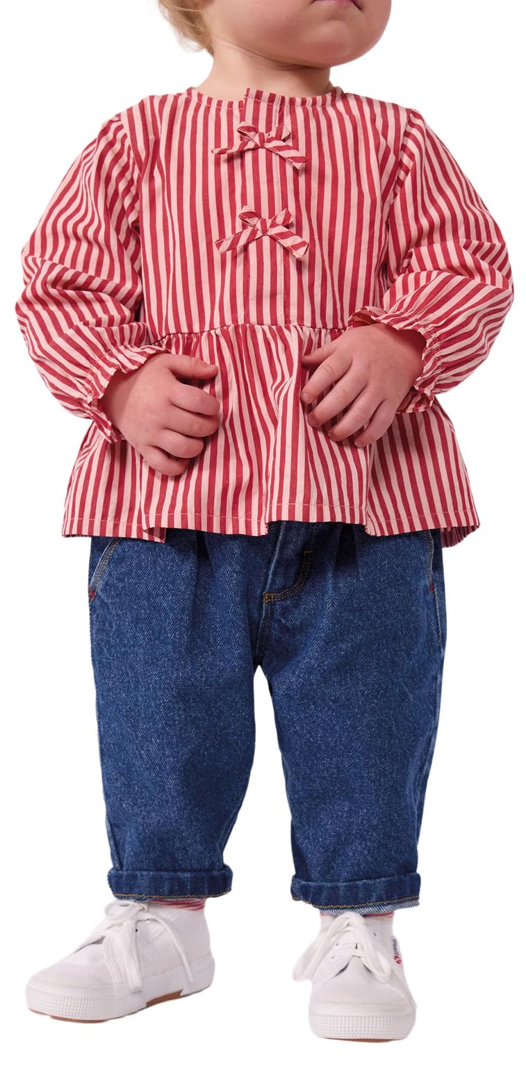Petit Bateau Baby-Hose aus Denim, einfarbig mit Herzstickerei