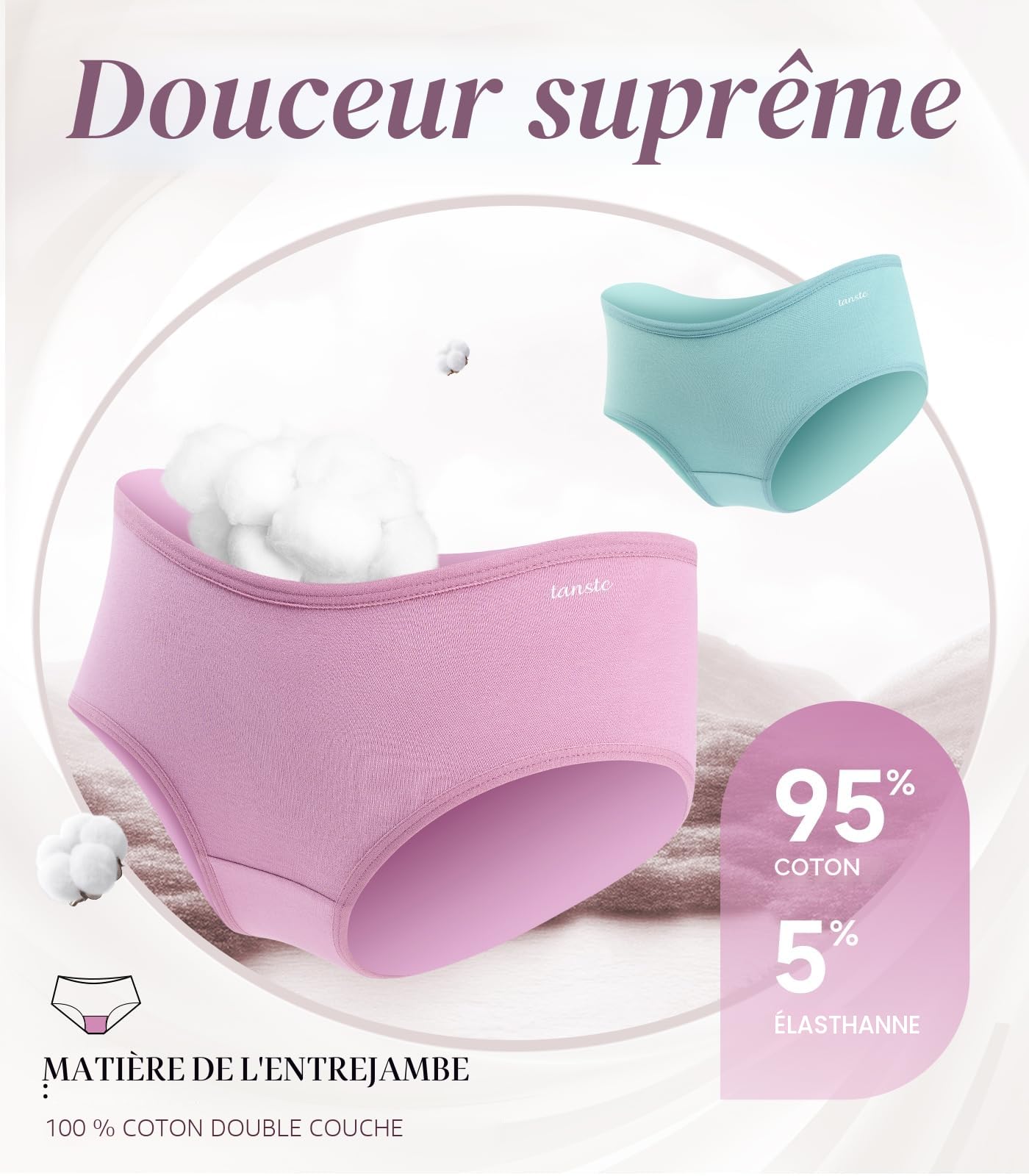 Culottes Femme Coton Élasticité Parfaite – Taille Moyenne, Confort Respirant – Lot de 6