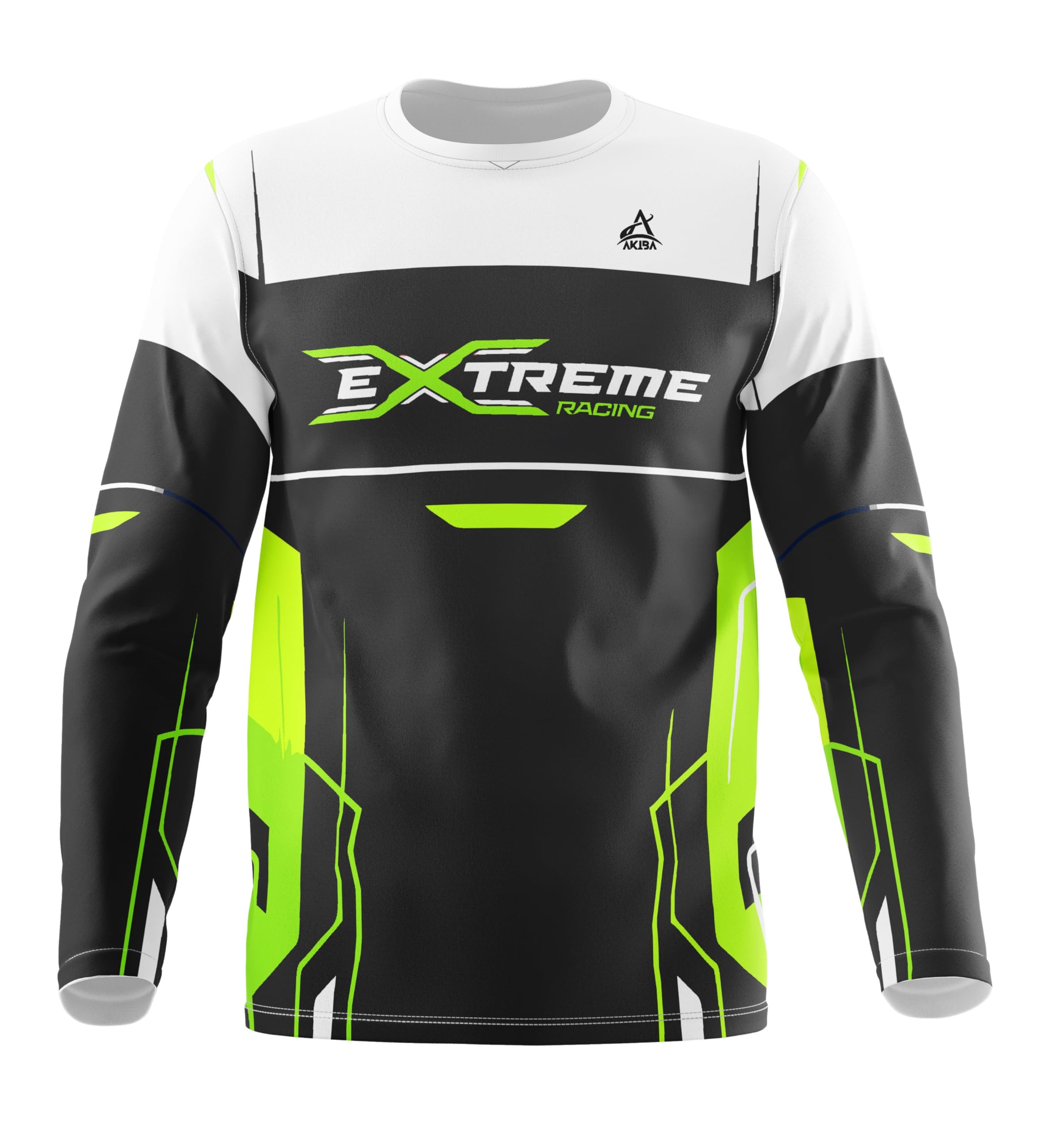 AKIBAFull Sleeve Extreme Motocross Printed Clothes: Biker Racing Jersey Riding Sports Tshirt for Unisex (Black)