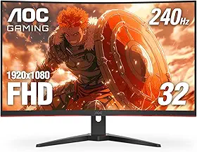 AOC Monitor de jogos de 32 polegadas, FHD 1080p, 240Hz, AMD FreeSync Premium, C32G2ZE