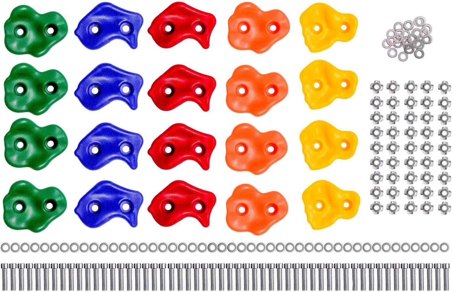 Ruby's Creations 25 Textured Rock Climbing Holds for Kids with Installation Hardware - Climbing Grips for Your DIY Rock Stone Wall