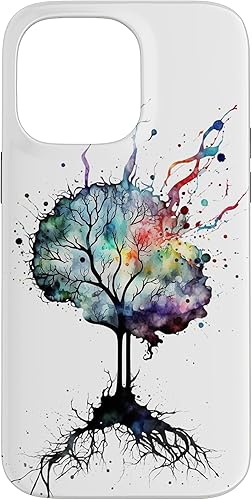 Vista 55 de iPhone 13 Pro Max Watercolor Brain Art, funda de neuronas