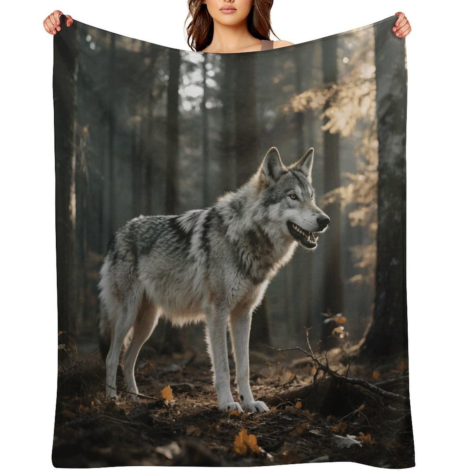 Wolf Throw Blanket for Couch and Bed Super Soft Warm Lightweight Throw Blankets Cozy Fuzzy Flannel Blanket Personalized Decorative Blankets for Sofa Decor 50"x60"