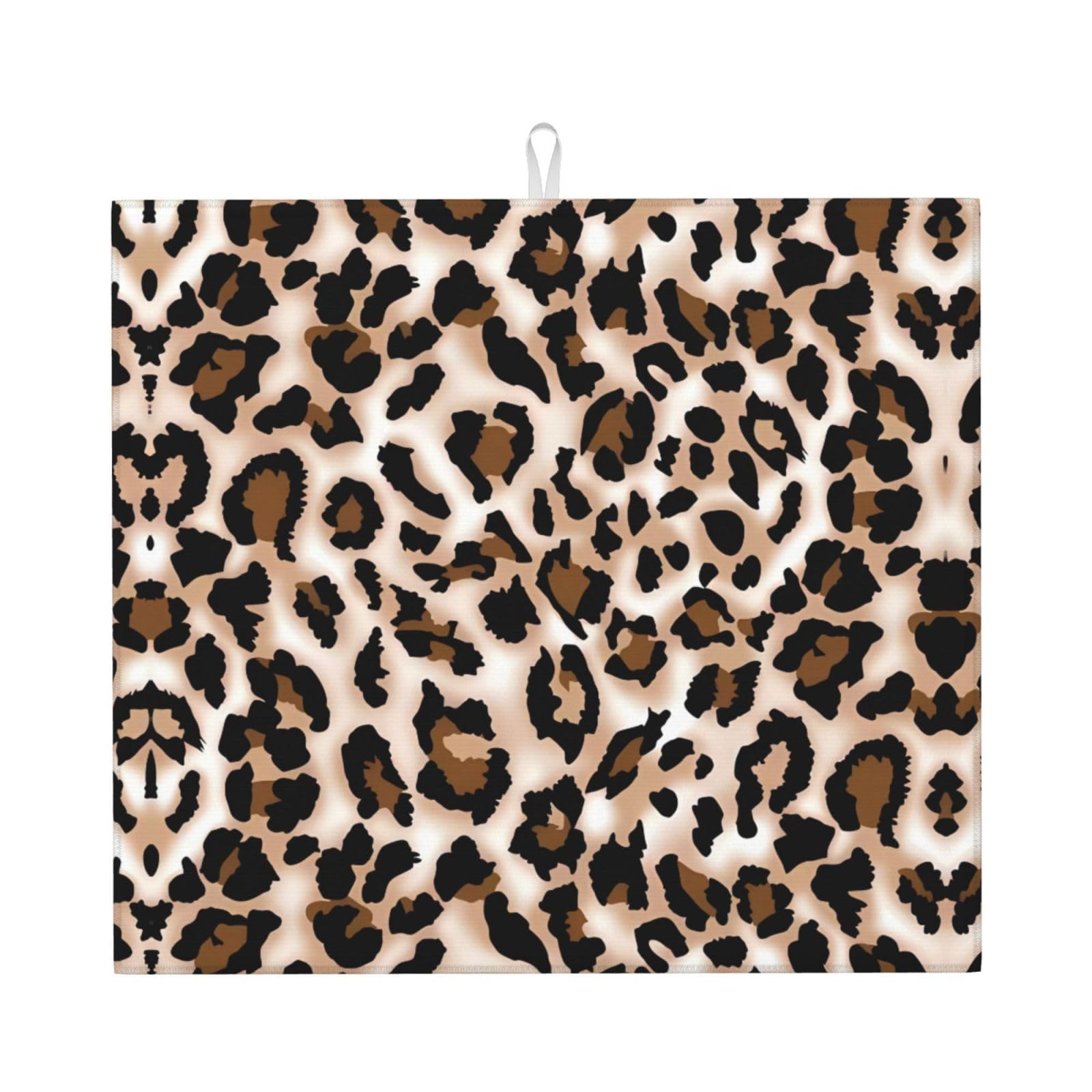 WHJSSF Leopard print Prints Kitchen Drying Mat - Super Absorbent Dish Drying Throw with Colorful Prints, Quick-Dry Countertop Layer for Dishes, Glasses & Small Appliances
