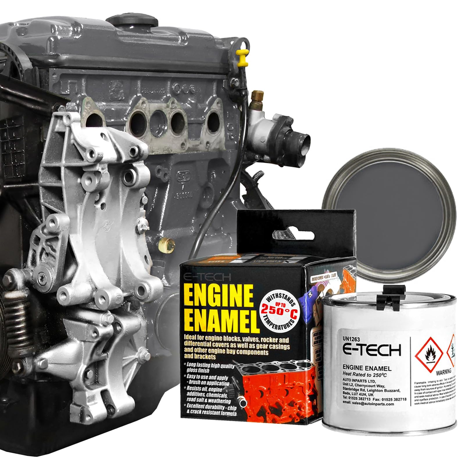 E-TECH Engine Enamel - 250ml Brush-on paint (Graphite)