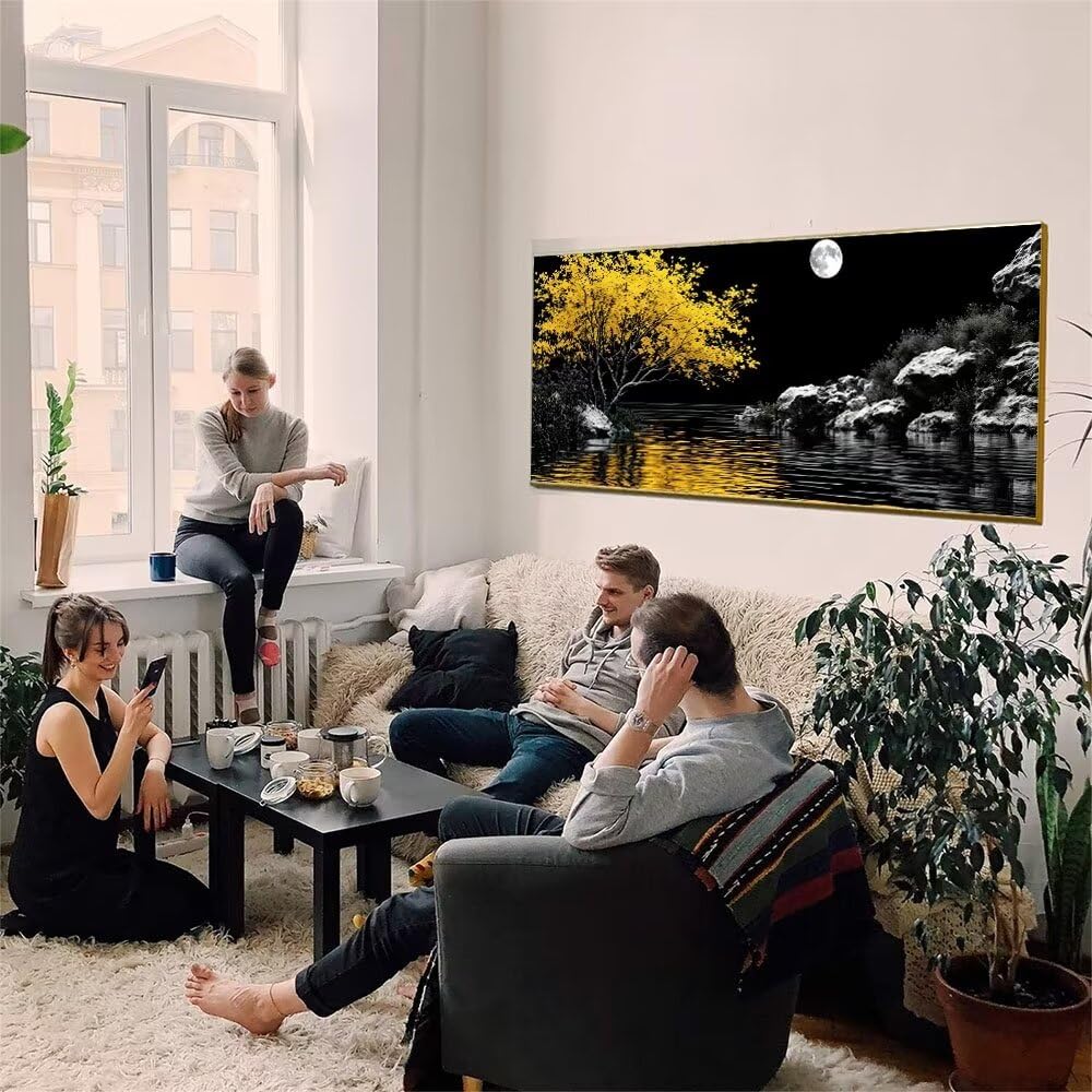 Malen Nach Zahlen Erwachsene xxl, Paint by Numbers Malen Nach Zahlen Landschaft See, DIY Geschenk Art mit Pinseln und Acrylfarben Handgemalt Ölgemälde Leinwand für Home Décor,Ohne Rahmen 80x160cm W698