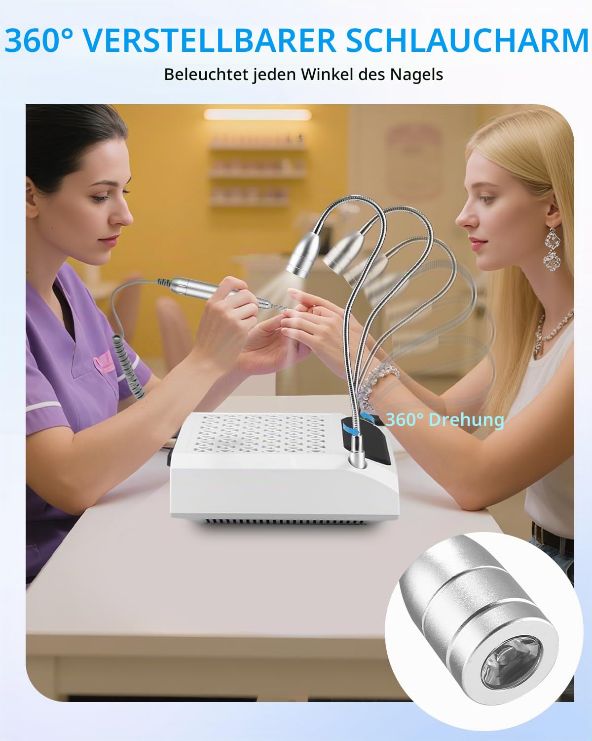 4-in-1 Nagelmaschine 30000 U/min mit Staubsauger LED & Armauflage