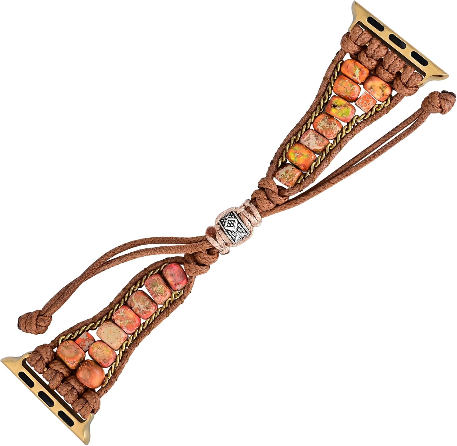 Boho Jasper Handmade Watch Band: Bohemian Natural Stone Smartwatch Bands Compatible with Apple Watch 38mm/40mm/41mm/42mm/44mm/45mm/49mm Boho Imperial Jasper Natural Energy Stone Gemstone iWatch Strap Hand-woven