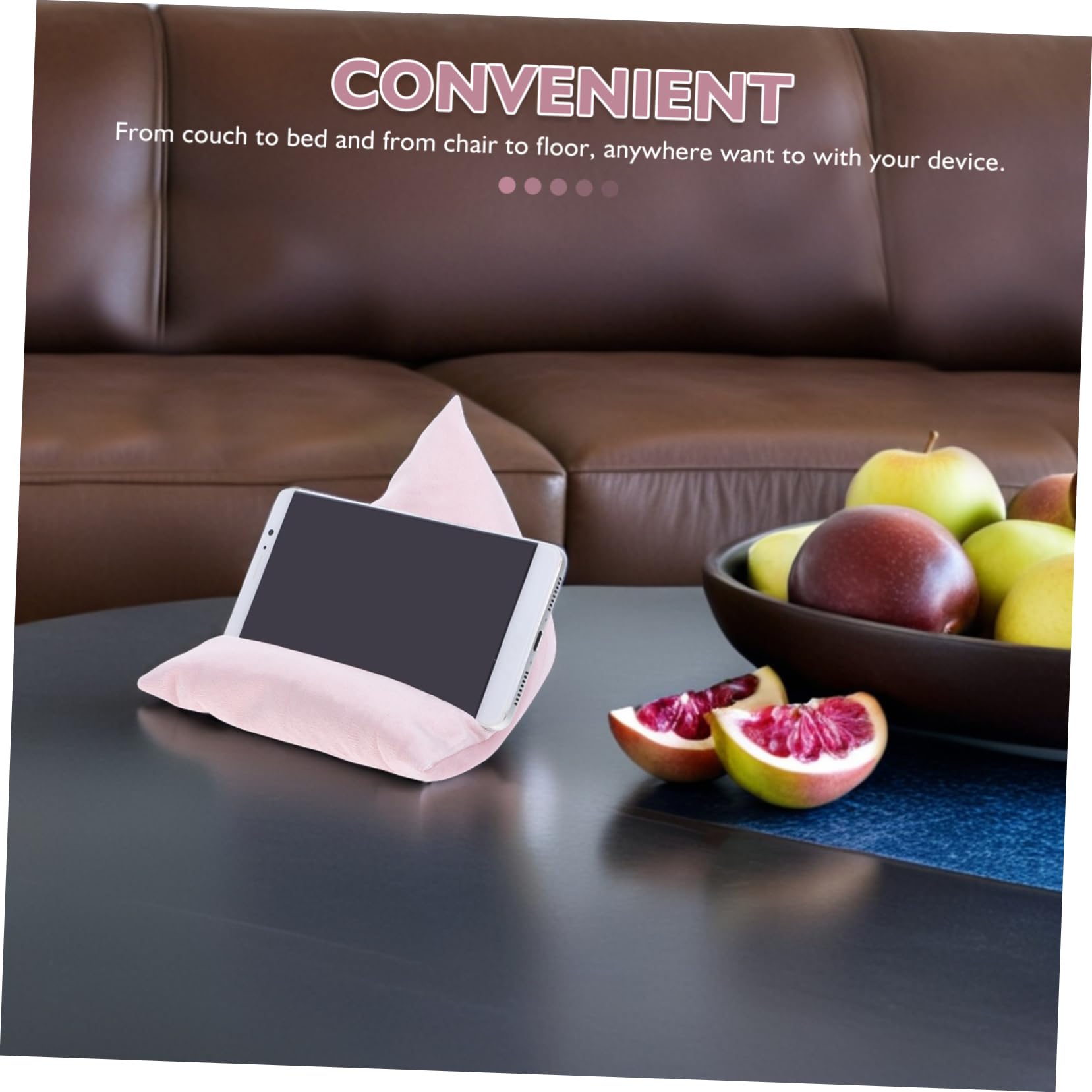 Support Oreiller Tablette Rose Multi-Angle en Peluche pour Lecture