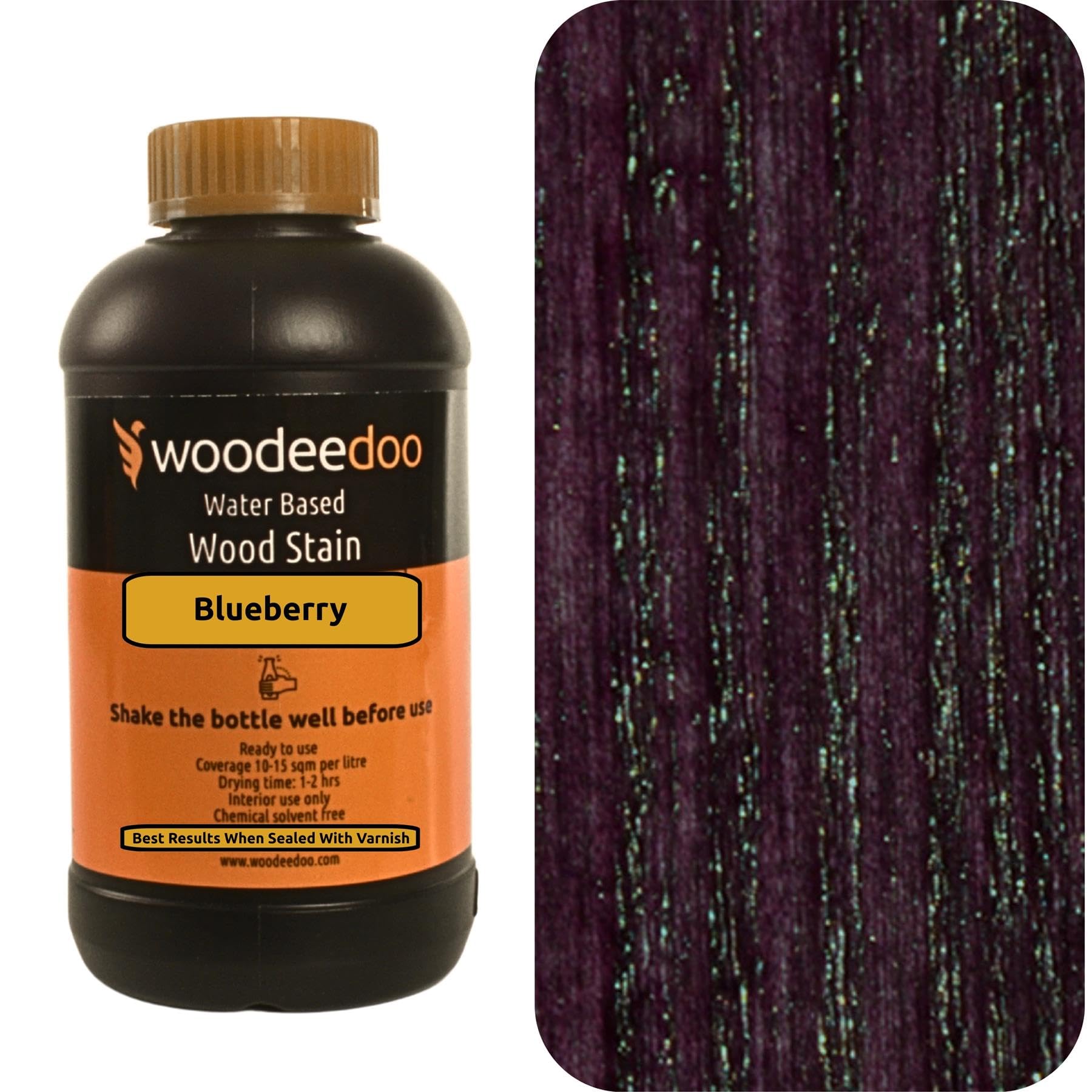 Woodeedoo Blueberry Water Based Wood Stain | Wood Dye | Ready To Use | Environmentally Friendly | Solvent Free | Odour Free | 450 Ml |