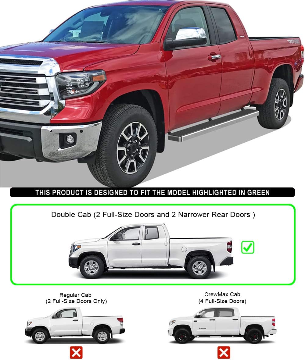 HD Ridez Stainless Steel Running Board Side Step Bars 6" Polished Compatible with Toyota Tundra 2007-2021 Double Cab (Nerf Bar Side Steps Side Bars)