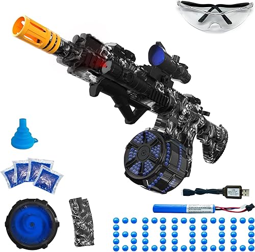Pistola eléctrica de bolas de gel, lanzador automático de bolas de salpicaduras de alta velocidad con más de 40000 y gafas, juguetes de bolas de
