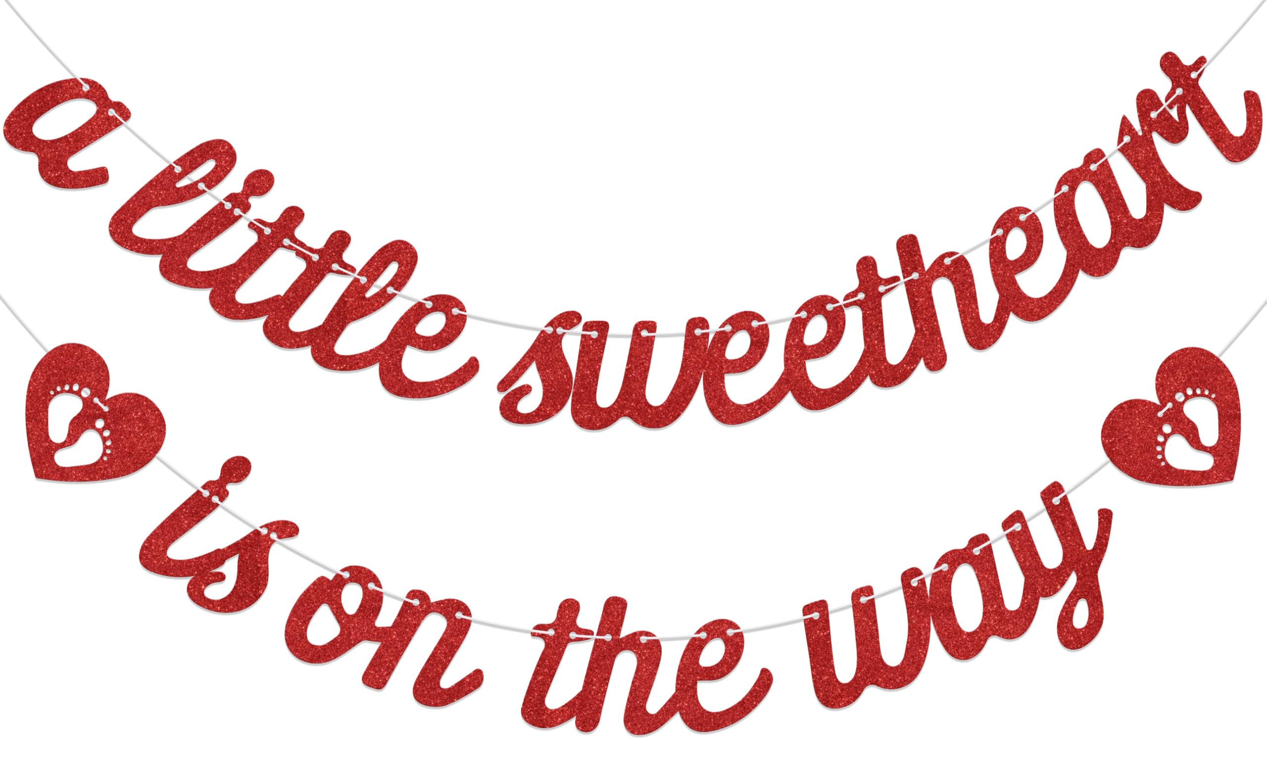 Aumccxz A Little Sweetheart is on the Way Banner Valentines Baby Shower Decorations Sweetheart Baby Shower Decor Supplies Red