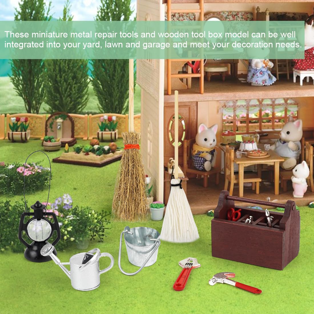 WDKXCN Set di attrezzi da giardino per case delle bambole in miniatura