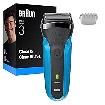 Braun Serie 3 Rasoio Elettrico Barba, Wet&Dry, Regolabarba Uomo, Rasoio Barba, 3 Lame Flessibili, Regolabarba Braun, Progettato in Germania, 310S, Blu