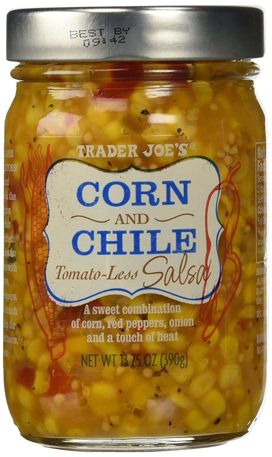 Trader Joe's Corn and Chile Tomato-less Salsa 13.75 oz - PACK OF 4