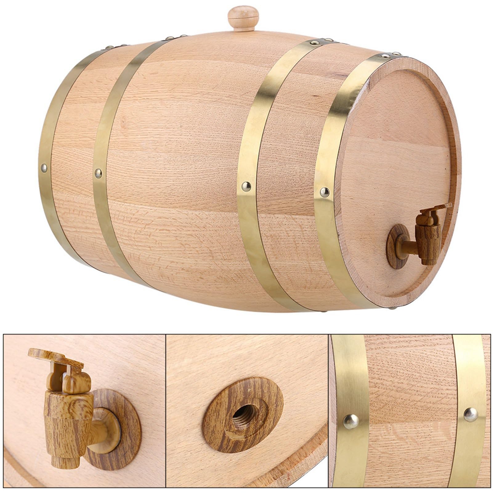 Generic Dispenser per Botte di Vino in Legno Rustico per Tequila, Rum e Whisky, Migliora il Gusto nel Tempo, Ottimo per Cene e Feste