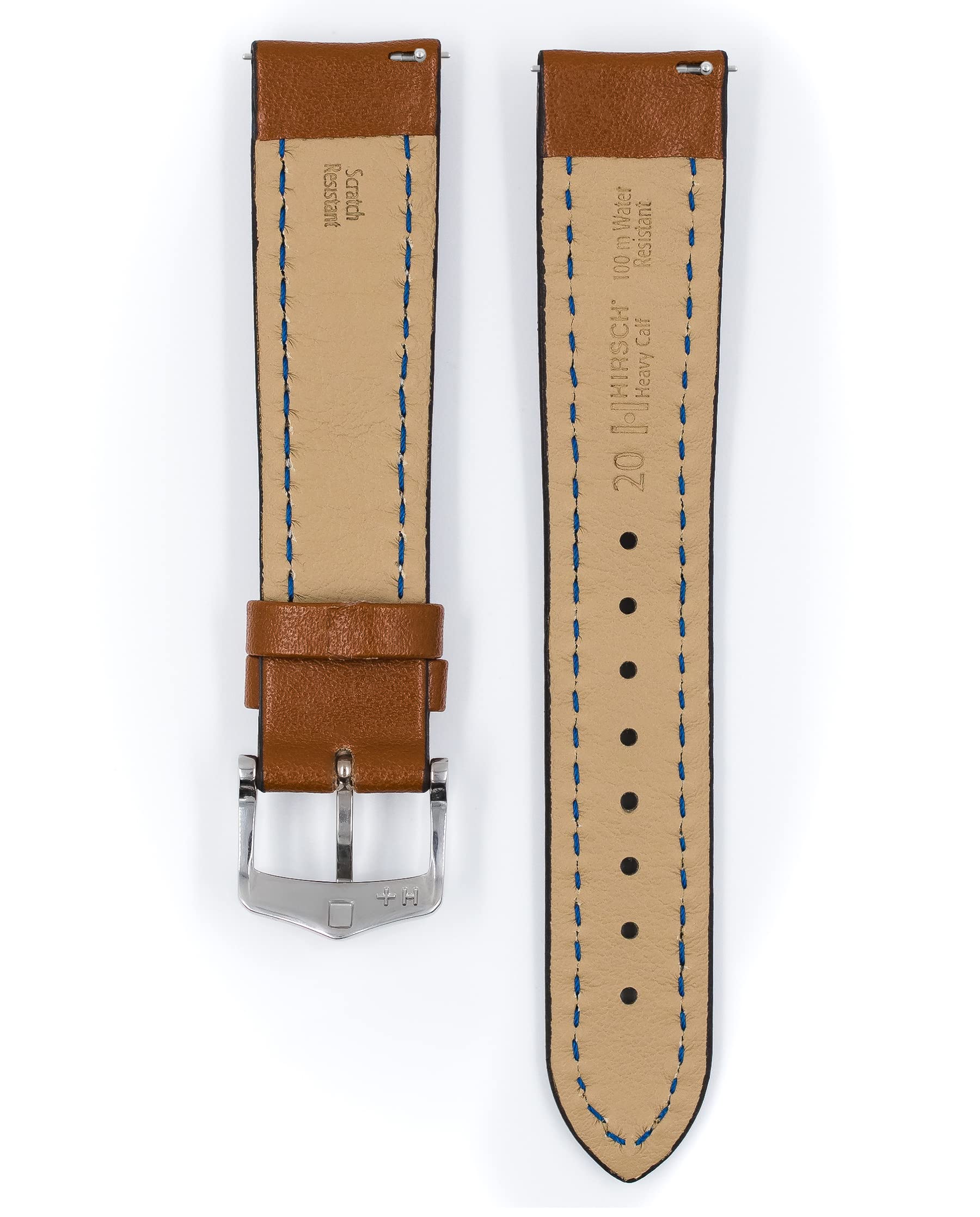 HIRSCH Herren Uhrenarmband Kalbsleder Modell Heavy Calf 22 mm Goldbraun